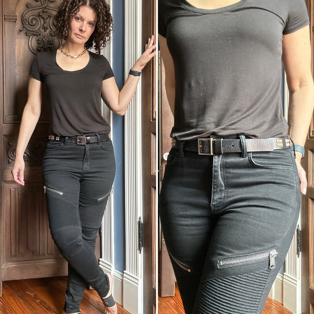 All Saints Black Dax Biker Jeans size 27 - Picture 2 of 13